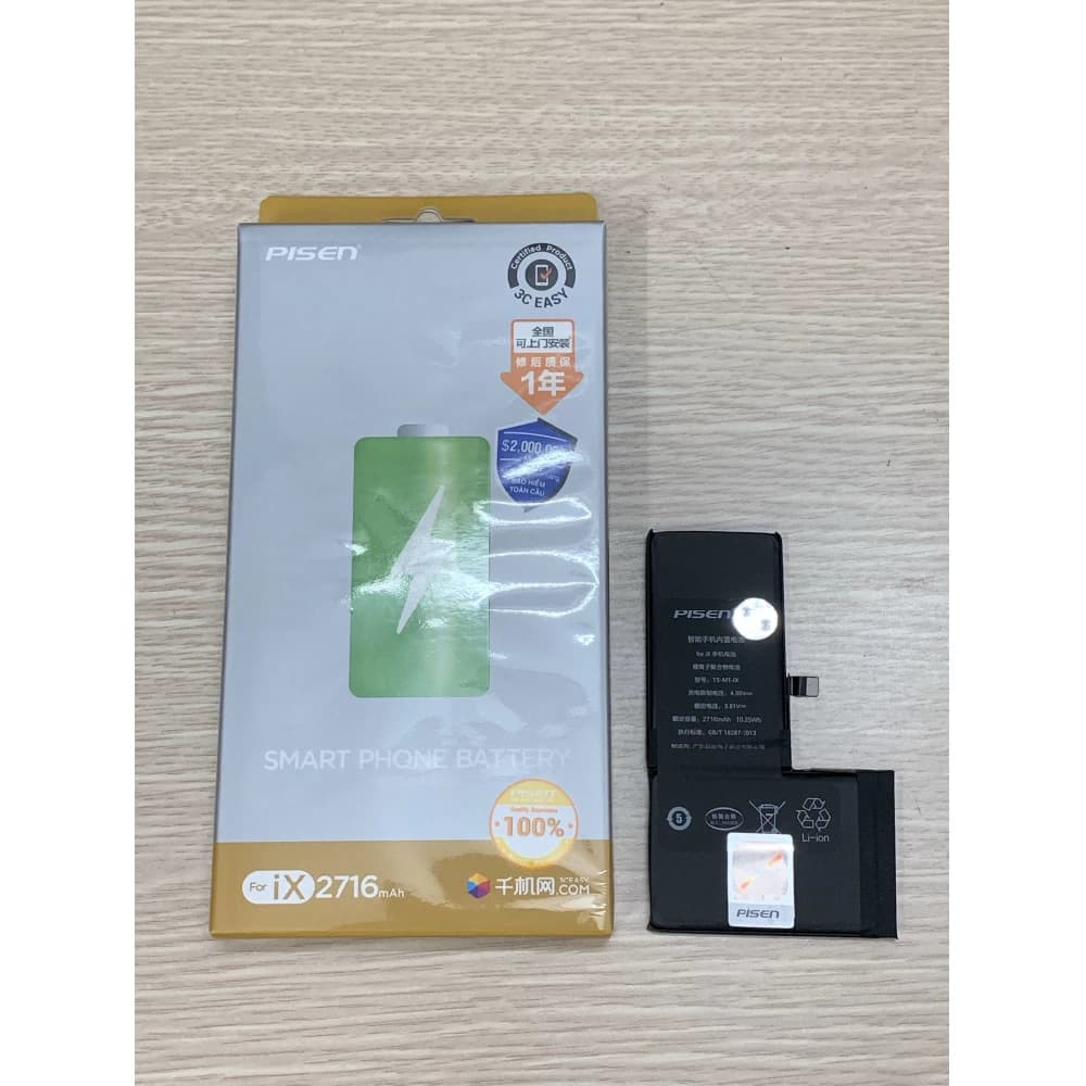 Pin iPhone X PISEN (Dung lượng chuẩn 2716mAh)