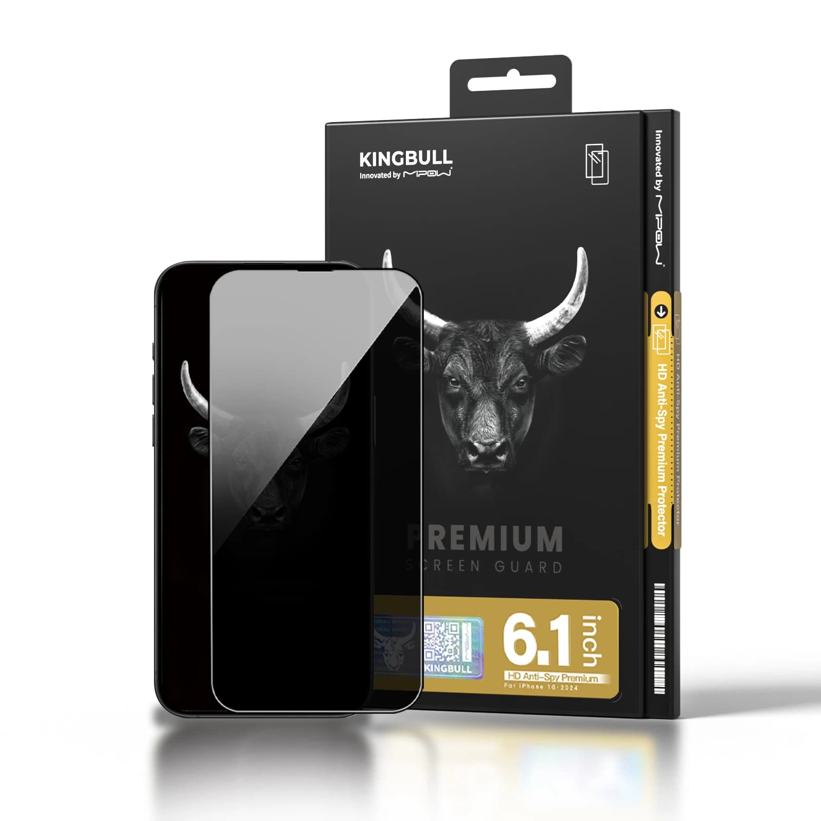 Kính cường lực Mipow Kingbull HD Anti Spy Premium Silk for iPhone 6.1 inch