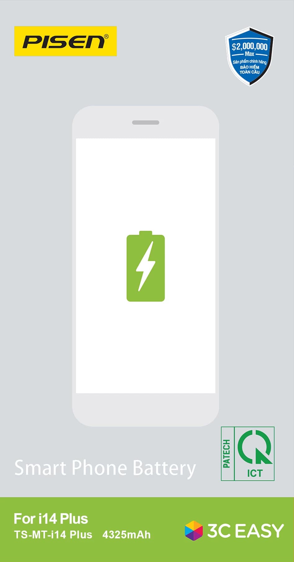 Pin iPhone 14 Plus PISEN (Dung lượng chuẩn 4325mAh)