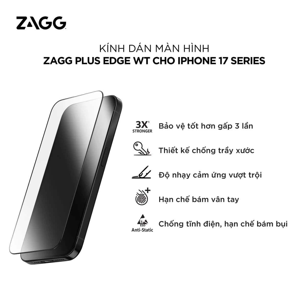 Dán cường lực ZAGG Elite Edge Privacy iPhone 17 Pro Max 100119411