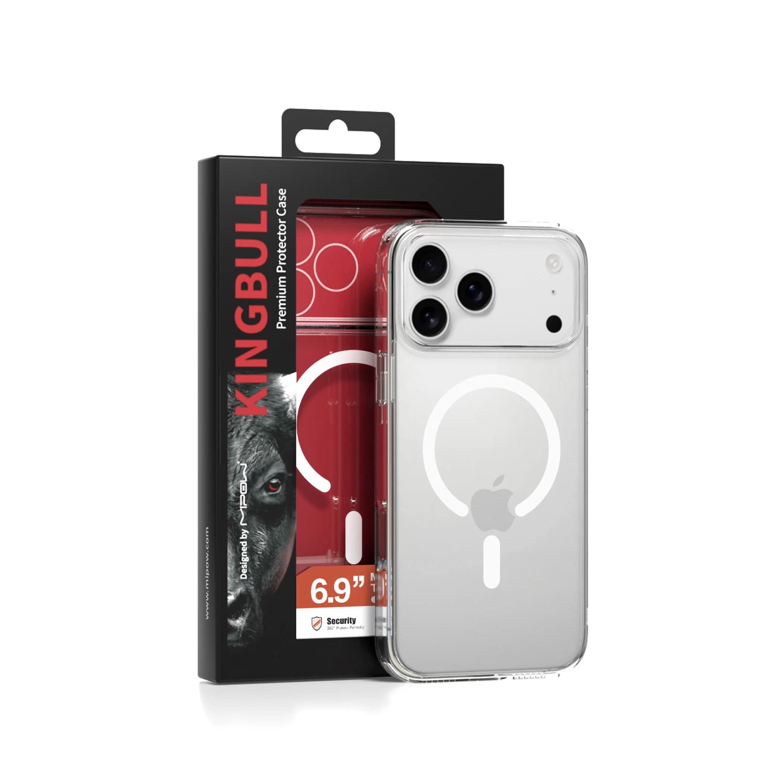 Ốp Lưng Magsafe Mipow Kingbull Tempered Glass Transparent iPhone 17 Promax