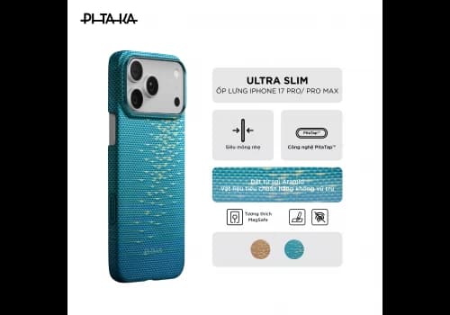 Ốp lưng PITAKA Ultra Slim (with PitaTap) Glints of Gold iPhone 17 Pro Max