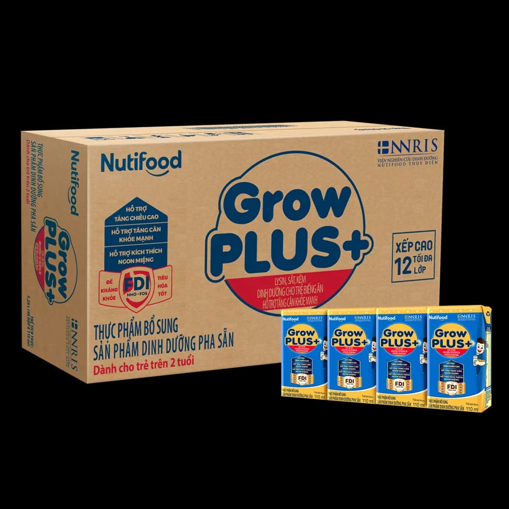 Thùng Sữa GrowPLUS+ Xanh 2+ 110ml (lốc 4 hộp)