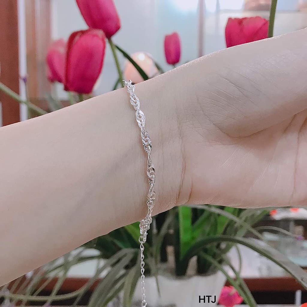 Lắc tay nữ bạc cao cấp hàng dày dặn kiểu dáng phay bóng mã 147