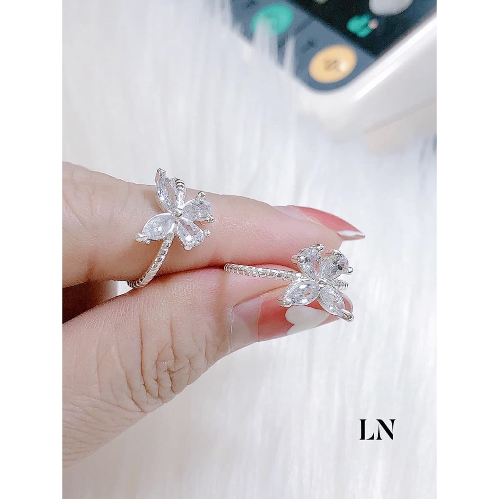 Nhẫn bạc nhẫn bạc nữ gắn đá sáng lấp lánh kiểu dáng sang trọng