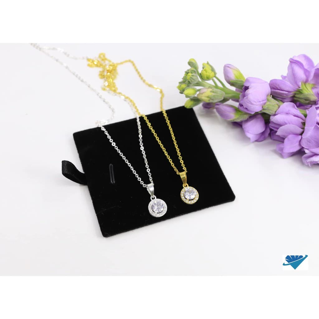 Dây chuyền mặt đá tròn bạc ta nguyên chất