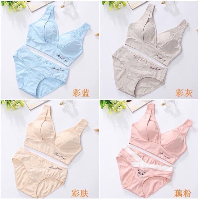 Set áo ngực bầu bra và quần lót bầu cạp chéo
