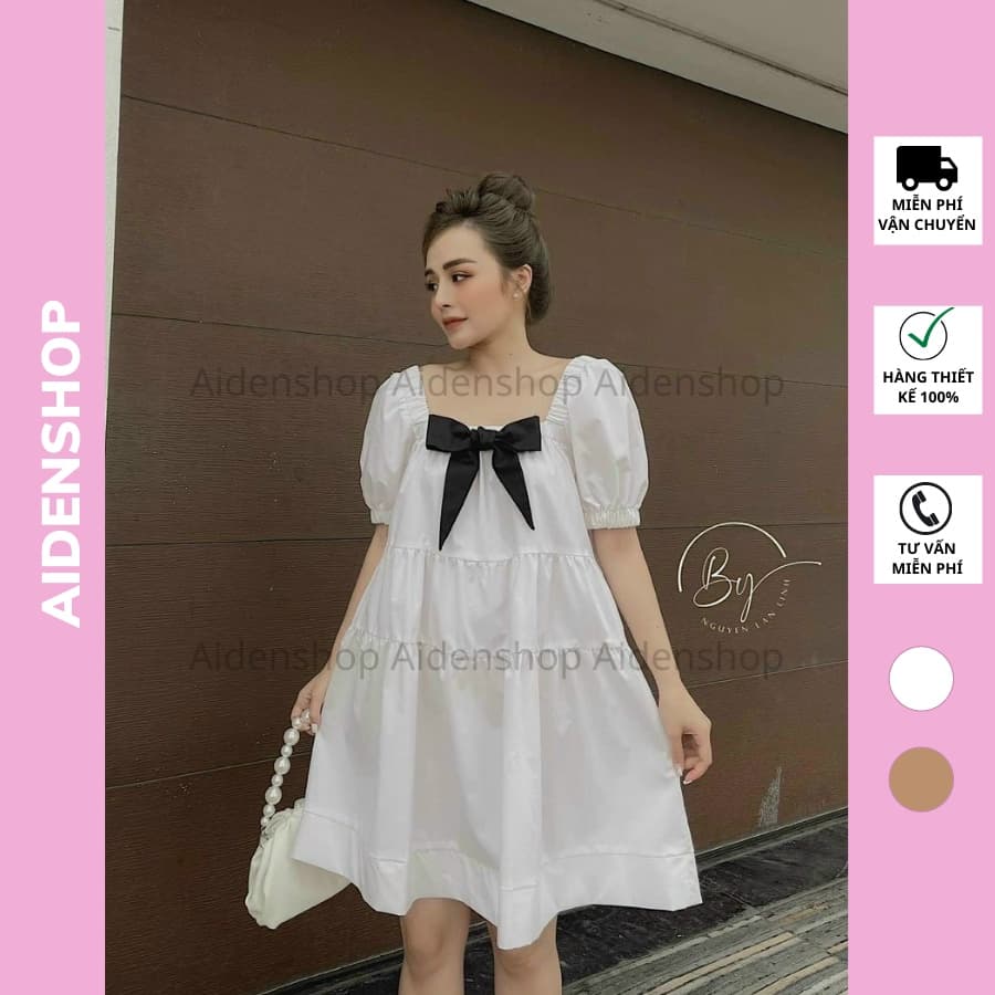 Váy bầu thời trang thiết kế dáng babydoll đầm bầu màu đen 40 60kg