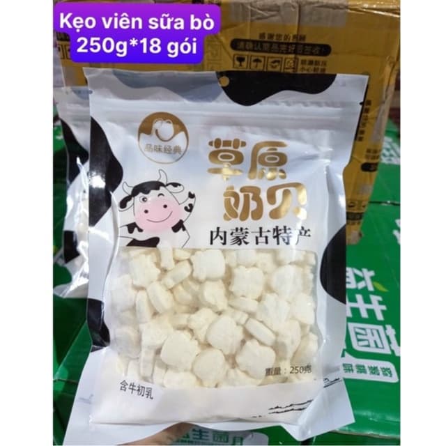 Sỉ 1 Hộp 18 Gói Kẹo Sữa Bò Non Viên Nén (gói 250gr)