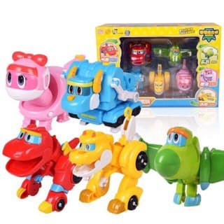 ĐƠN 99K_(NHẬP MÃ TOYFS99K GIảm 10%) Bộ 5 Con Biệt Đội Khủng Long Biến Hình Gogo Dino