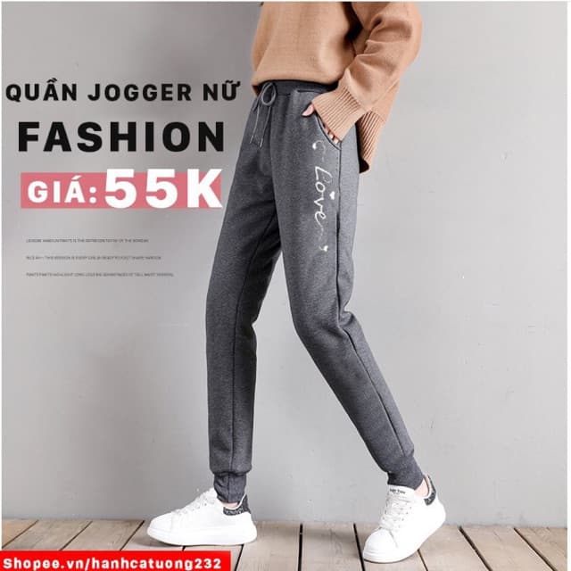 Quần nỉ nữ quần nỉ nữ thêu chữ Love QNiTron