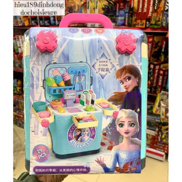 Hộp xe đẩy vali bán kem 2 trong 1 chủ đề ELsa (ảnh thật)