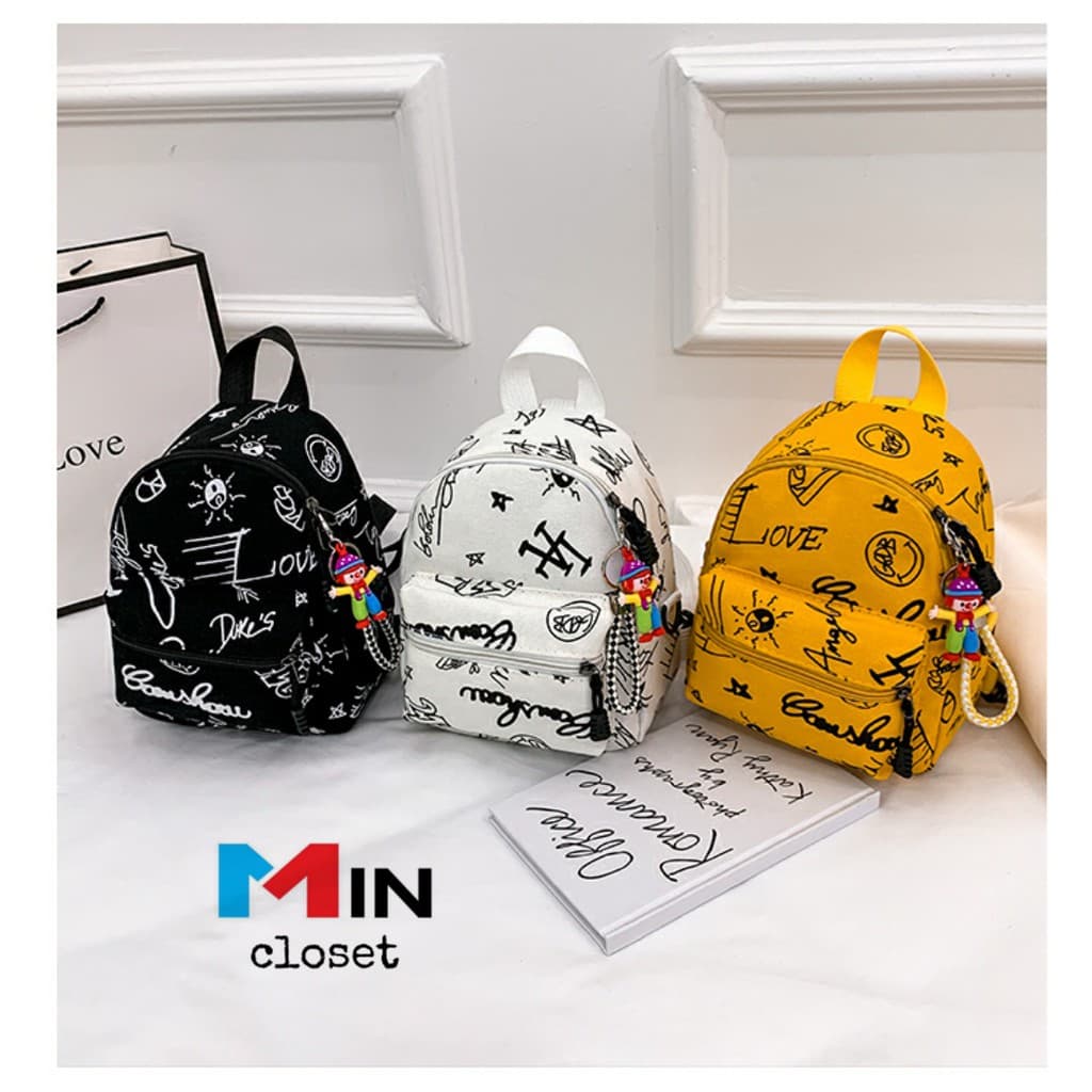 Balo Mini Ba lô nữ vải canvas TẶNG MÓC KHÓA Siêu Kute B04