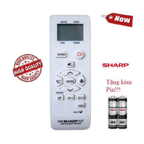 Điều khiển thay thế tương thích cho điều hòa Sharp 1 các dòng 1 chiều 2 chiều Inverter Hàng tốt 100% Tặng kèm Pin