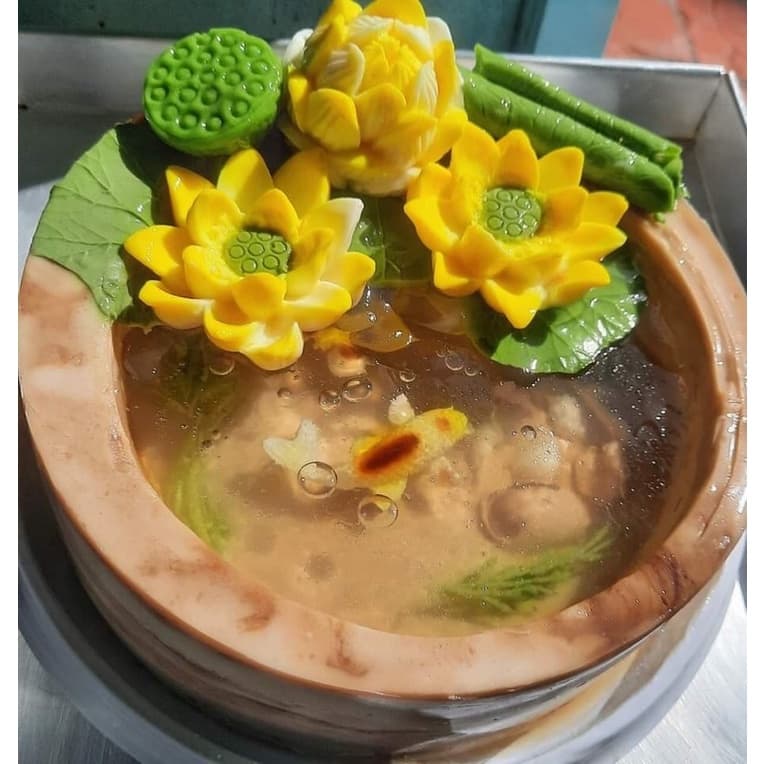 Combo 6 khuôn silicon đầm sen (hoa sen lá sen búp sen đài sen lá sen cuộn cá koi)