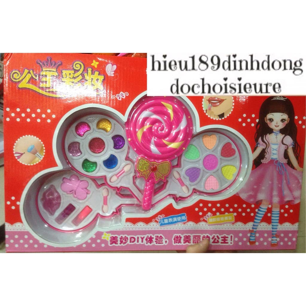 Hộp đồ chơi trang điểm xoay hình kẹo mút dễ thương (ảnh thật)