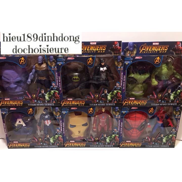 Bộ siêu anh hùng người nhện. người sắt. captain cỡ lớn kèm mặt nạ (Khách chat chọn mẫu)