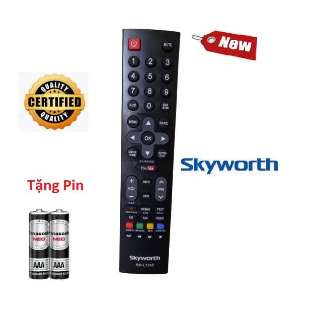 REMOTE Điều khiển thay thế tương thích cho tivi Skyworth RM L1359 Hàng tốt