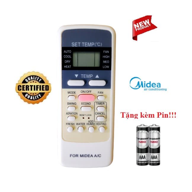 Điều khiển thay thế tương thích cho điều hòa Midea 1 các dòng Midea 1& 2 chiều MSAFA MSAF MSAB MSFR Hàng tốt