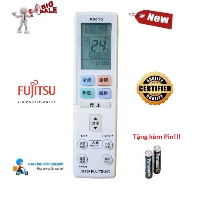 Remote Điều khiển điều hòa Fujitsu Nocria hàng nội địa nhật bãi Hàng loại tốt mới 100% Tặng kèm Pin