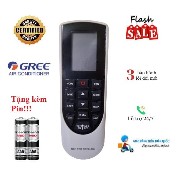 Điều khiển thay thế tương thích cho điều hoà Gree 2 ĐEN các dòng GWC GWH 1&2 chiều Inverter Hàng tốt