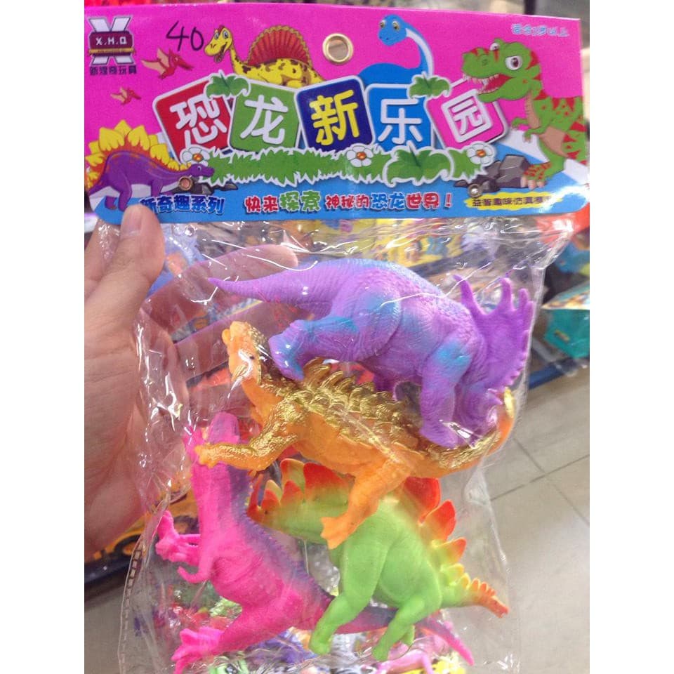 Túi 4 khủng long cao su mềm sắc nét an toàn (không phải loại cao su cứng chi tiết mờ)