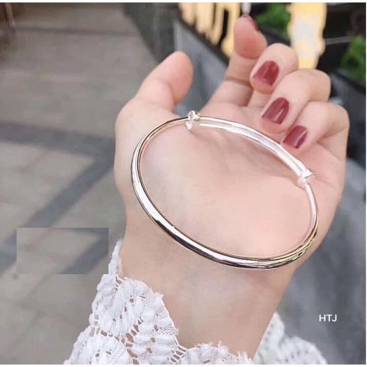 Vòng tay bạc người lớn kiểu dáng kéo mở to nhỏ loại cứng hàng bóng đẹp