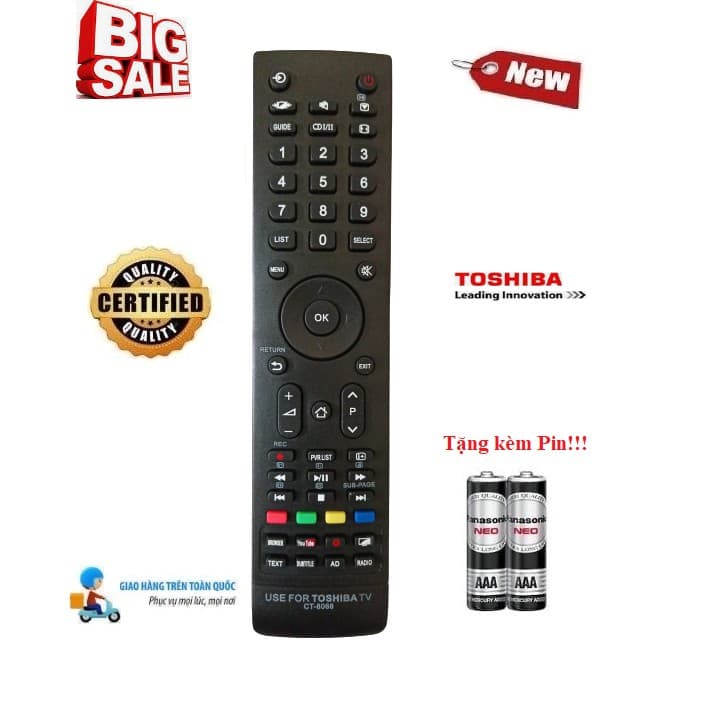 Điều khiển thay thế tương thích cho tivi Toshiba 2 các dòng 32L 43U 43L 49L 49U 50U 55L 55U LED LCD Smart TV Hàng tốt