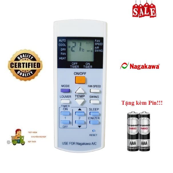 Điều khiển thay thế tương thích cho điều hòa Nagakawa 1 Hàng tốt các dòng NIS C NS C NIS A NS A 1 2 chiều Inverter