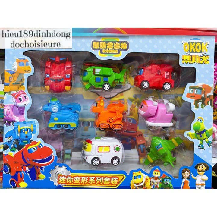 Bộ 8 Con Biệt Đội Khủng Long Biến Hình Gogo Dino gồm cả xe và khủng long