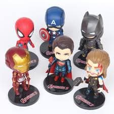 Bộ Mô Hình 7 Nhân Vật Avenger Siêu Anh Hùng Chibi nhựa đặc dẻo có khớp vai có đế loại đẹp (ảnh thật)