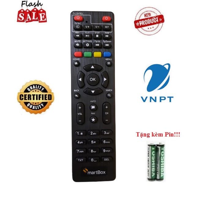 Điều khiển thay thế tương thích cho đầu thu VNPT Smart Box Hàng tốt XỊN theo máy
