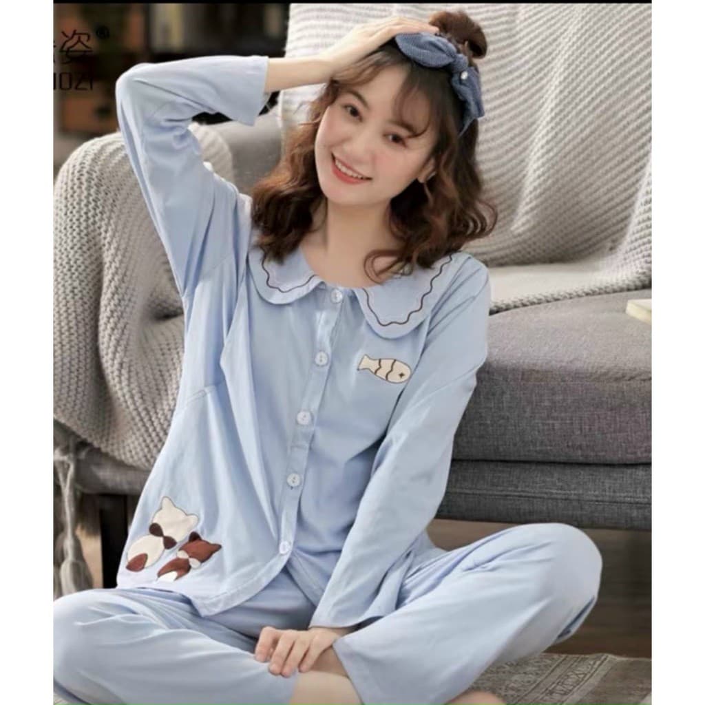 Bộ bầu bầu và sau sinh mặc nhà chất cotton mịn quần có chun chỉnh bụng