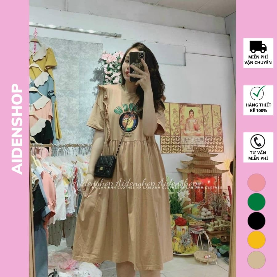 Váy bầu suông đẹp Aidenshop đầm bầu mùa hè thời trang thiết kế chất cotton 45 75kg
