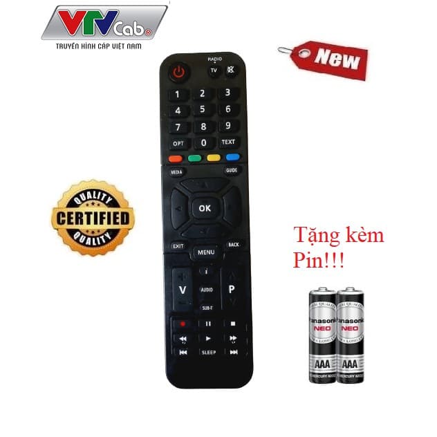 Remote Điều khiển thay thế tương thích cho cho đầu VTVcab HD Kaon HÀNG tặng kèm Pin!!!