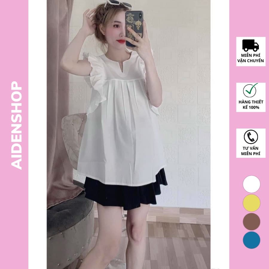 Áo bầu công sở Aidenshop áo bầu xinh cộc tay mùa hè chất mát 2022