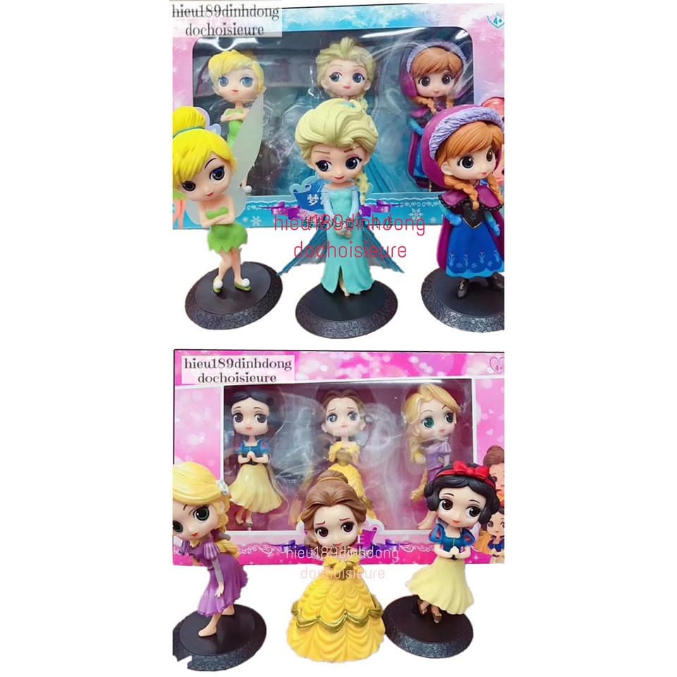 Bộ 3 mô hình tĩnh công chúa Disney có đế (Chat chọn mẫu hoặc shop gửi ngẫu nhiên)