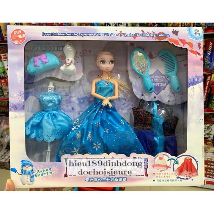 Hôp búp bê elsa khớp kèm người tuyết và phụ kiện (ảnh thật)