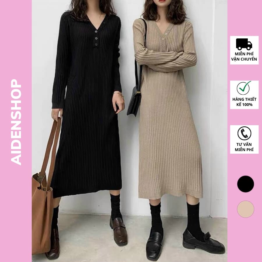 Váy bầu thu đông Len Aidenshop Đầm bầu thiết kế thời trang đẹp