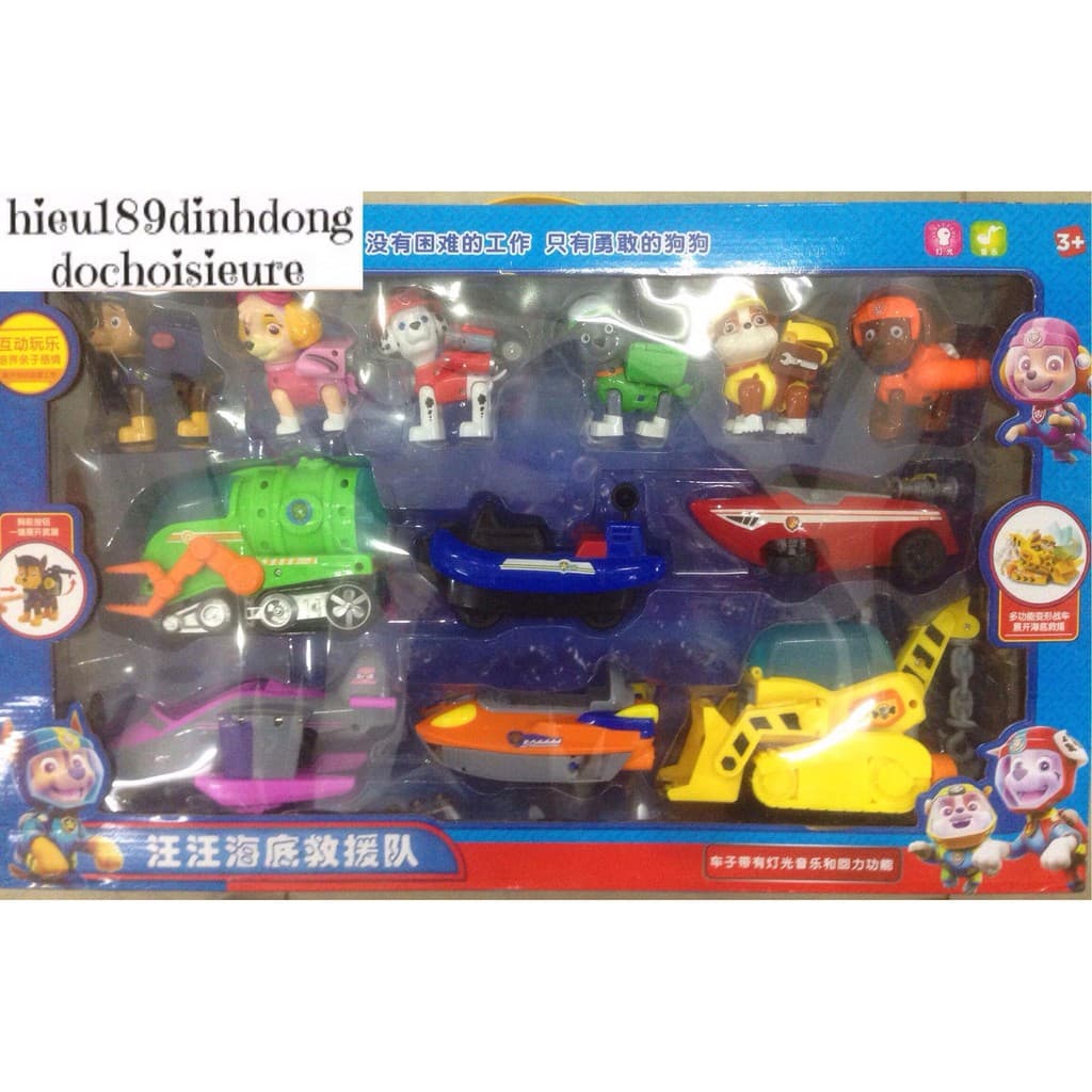 Bộ full 6 chó cứu hộ kèm xe chuyên dụng của đội Paw patrol Loại nét đẹp cỡ siêu lớn (ảnh thật kèm kick thước)