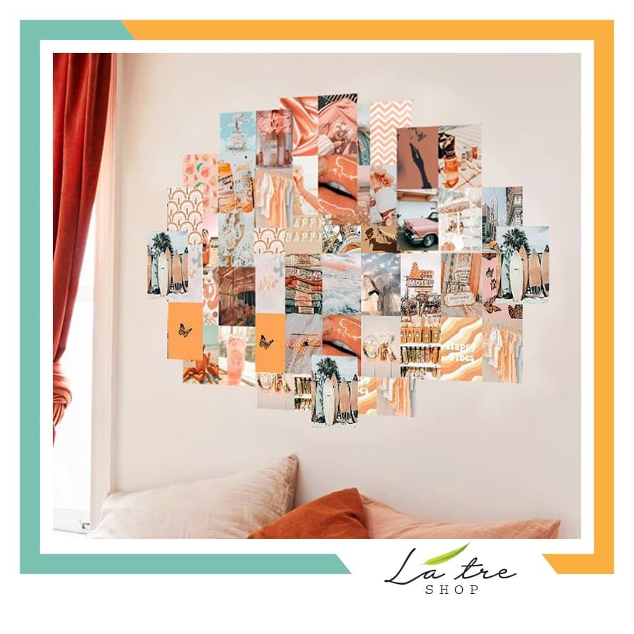 Postcard vintage dán tường sticker cute decor decal theme Cam Đào Peach mẫu 5 1305