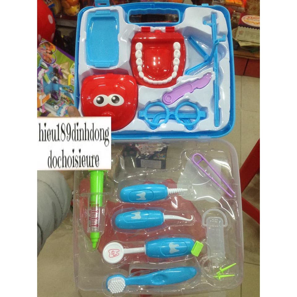 Bộ đồ chơi vali bac sĩ khám răng nha sĩ nha khoa (ảnh thật)