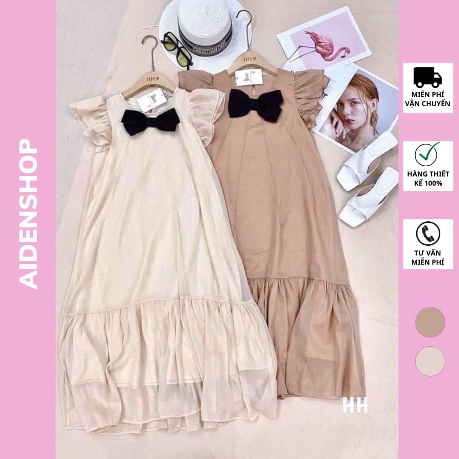 Váy bầu xinh thời trang Aidenshop đầm bầu thiết kế dự tiệc chất voan 2 lớp mùa hè 2021