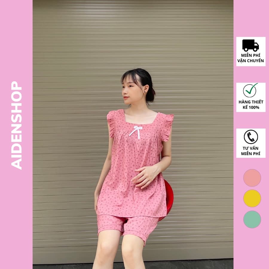 Bộ đồ bầu mặc nhà xinh mùa hè chất mát Aidenshop hoa nhí