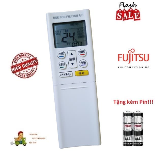 Remote Điều khiển thay thế tương thích cho điều hòa Fujitsu hàng nội địa nhật bãi Hàng loại tốt mới 100% Tặng kèm Pin