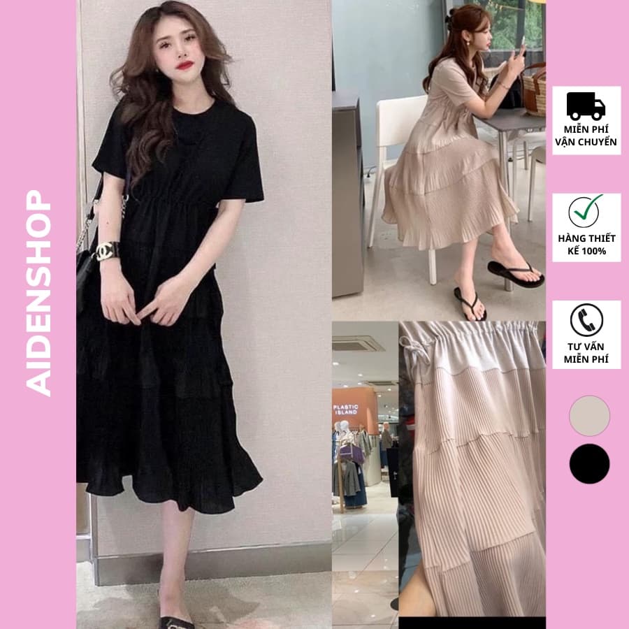 Váy bầu thời trang Aidenshop Đầm bầu thiết kế công sở dáng suông 45 68kg VB023