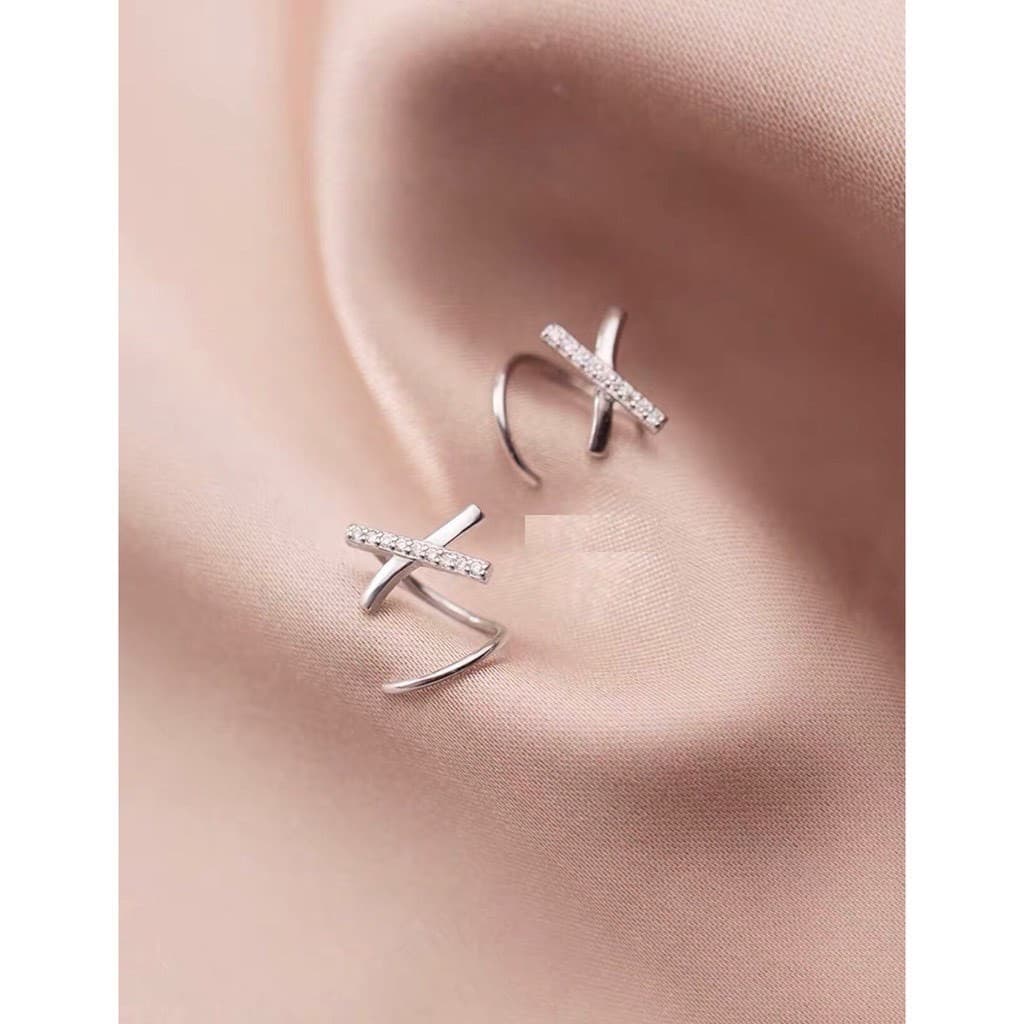 hoa tai xoắn chữ x cực chất bạc ta mẫu mới