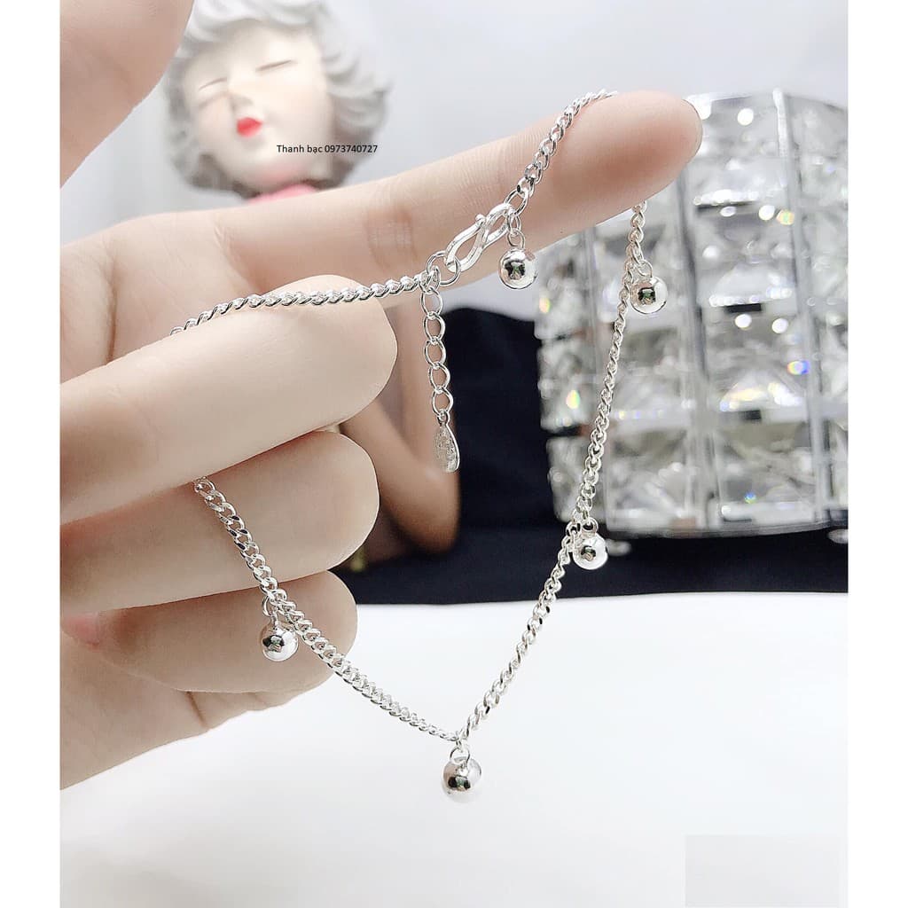 Lắc chân nữ đơn bạc thật mix chuông dày dặn