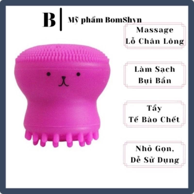 Cọ rửa mặt CÓ HỘP hình con bạch tuộc Silicon sạch sâu da mặt