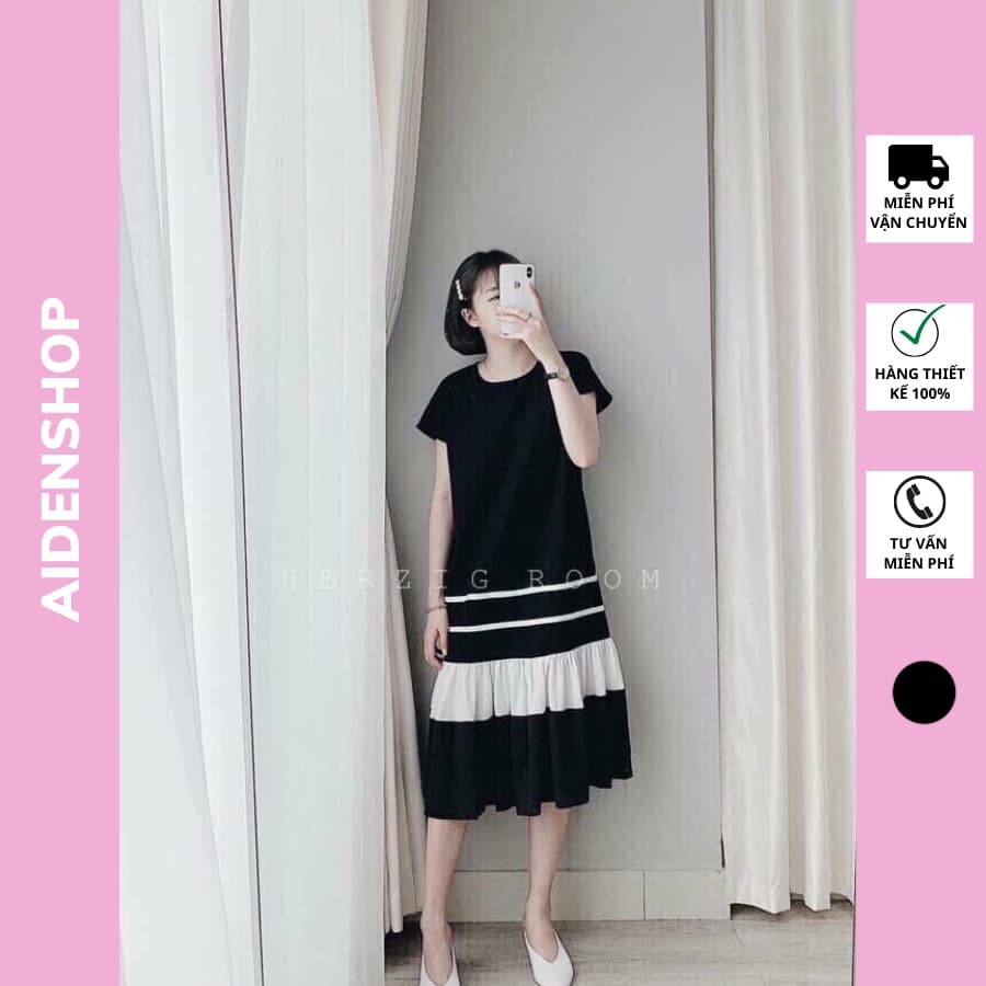 Váy bầu đẹp dáng dài Aidenshop đầm bầu suông thiết kế cottonmùa hè